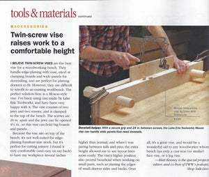 Fine Woodworking Positive Review of Lake Erie Toolworks Moxon Vise