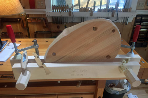 Moxon vise clamped to a workbench